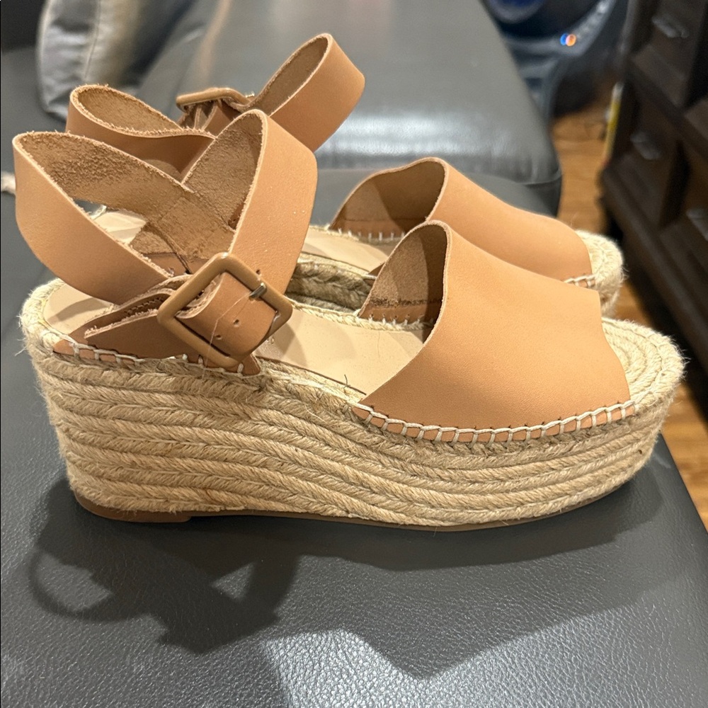 ANTONIO MELANI Camel Espadrille Wedges